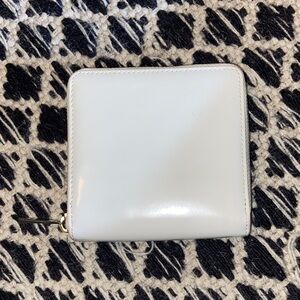 White Leather Zip Wallet
